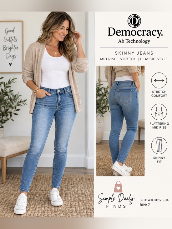 Democracy Denim - Democracy Ab Technology Skinny Jeans Women’s 4 Mid Rise Stretch Blue Denim